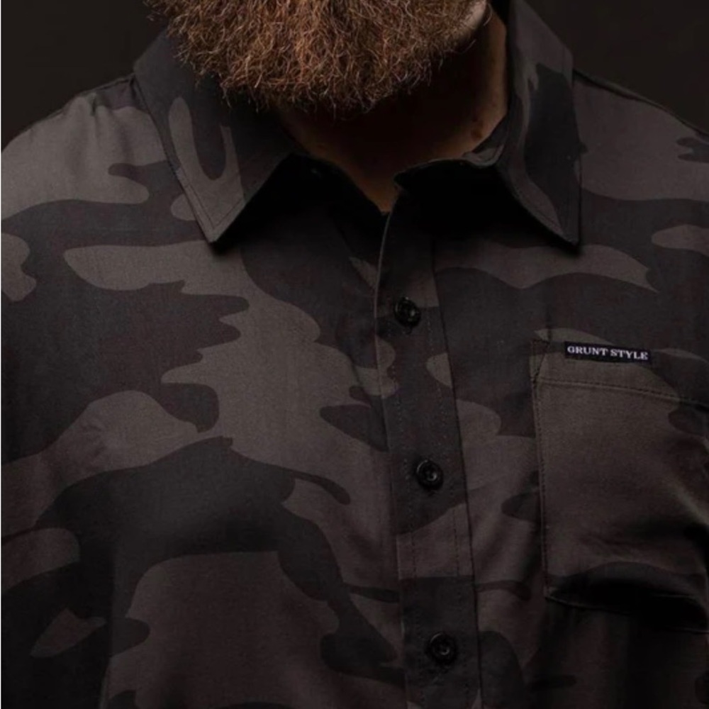 Grunt Style Men’s Back Camo Button Up- 3XL